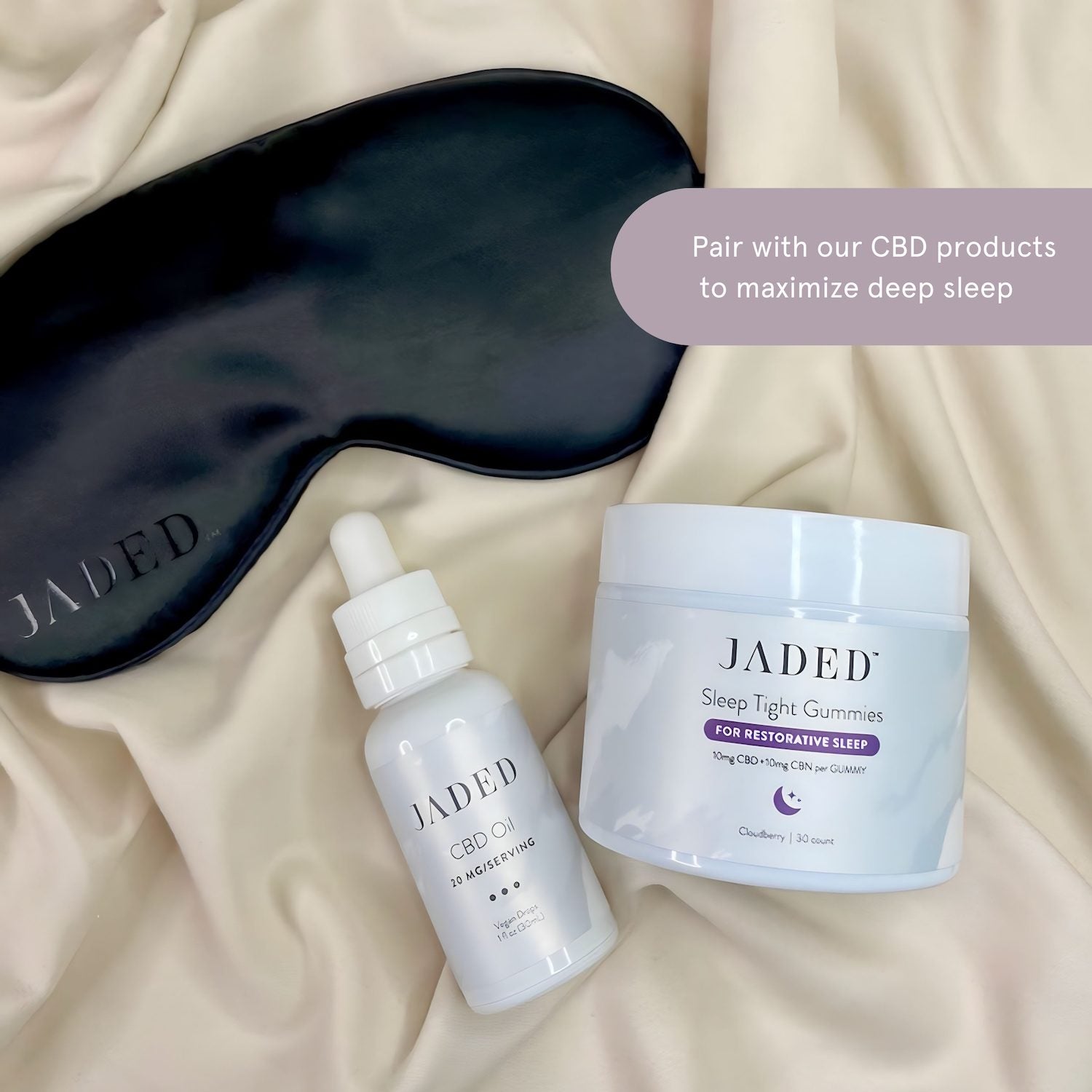 JADED Sleep Mask pairs with CBD products