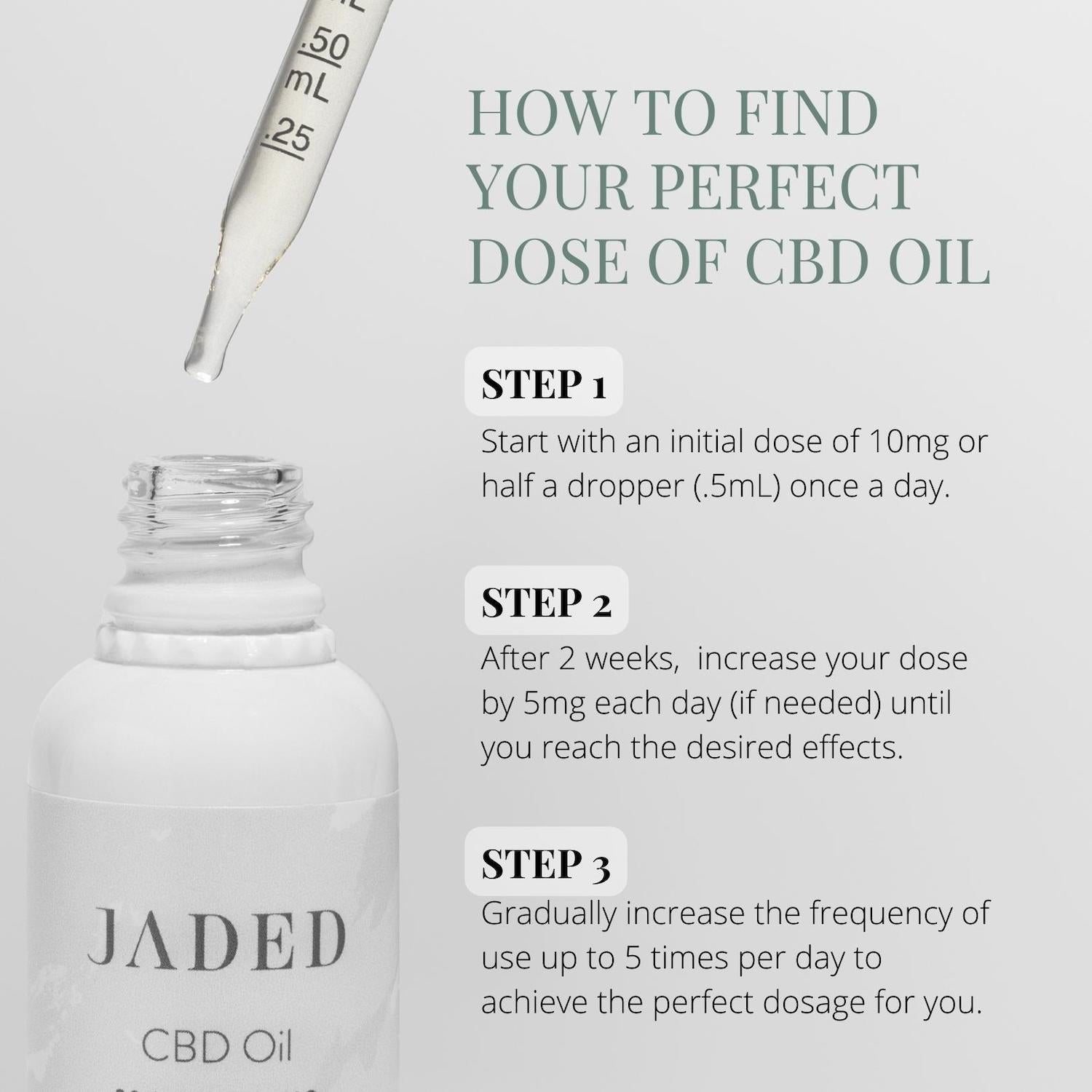 3 Steps How to Find Your Perfect Dose of  JADED Vegan CBD Oil