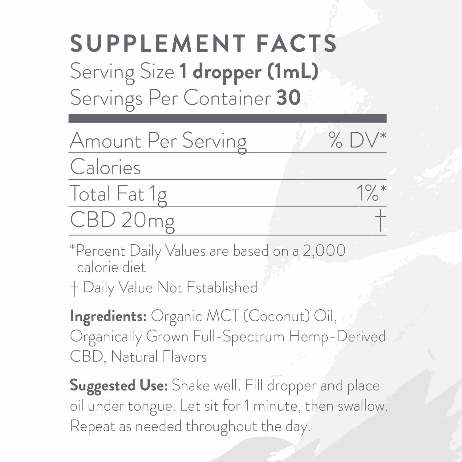 JADED Vegan CBD Oil Supplement Facts