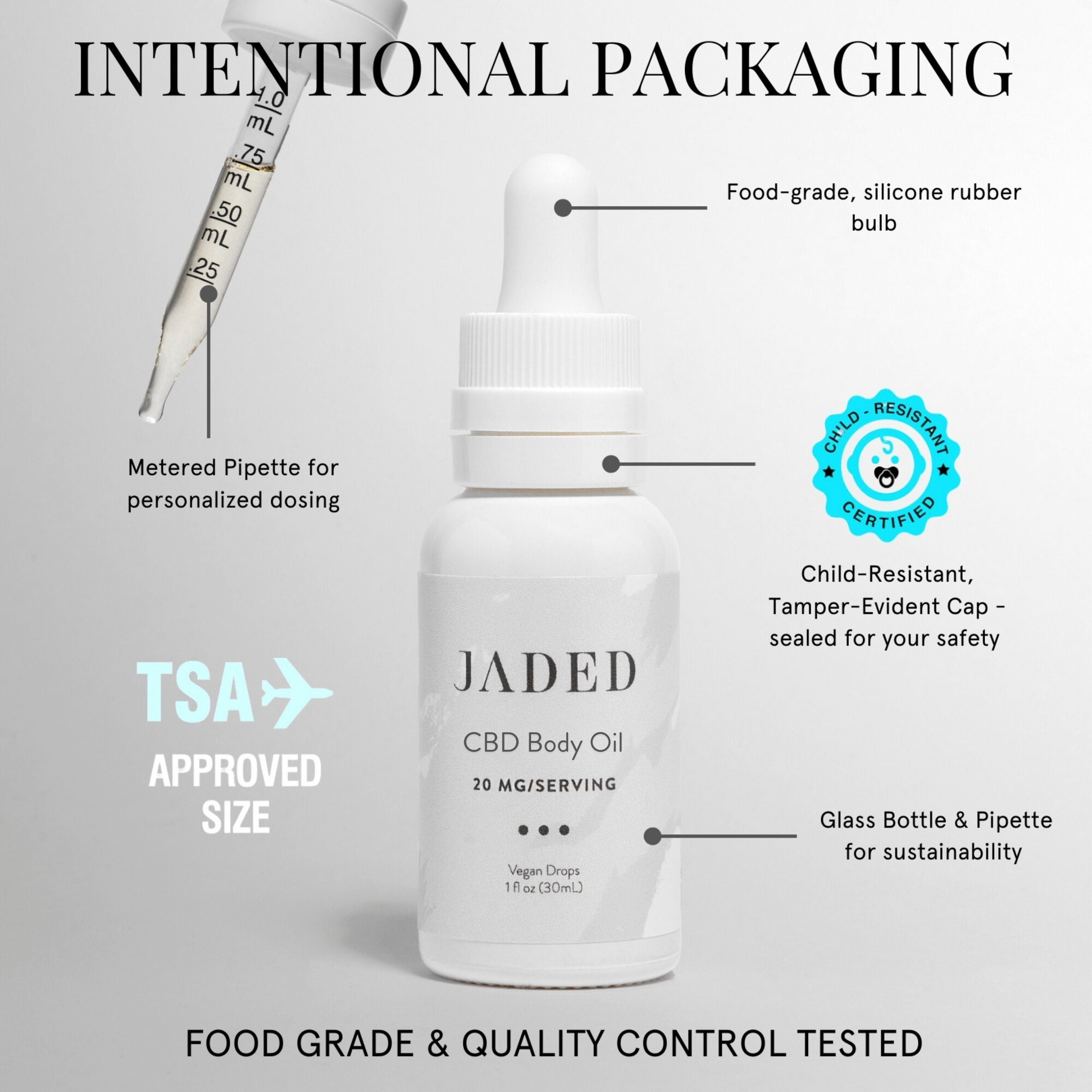 Intentional Packaging of JADED CBD Body Oil