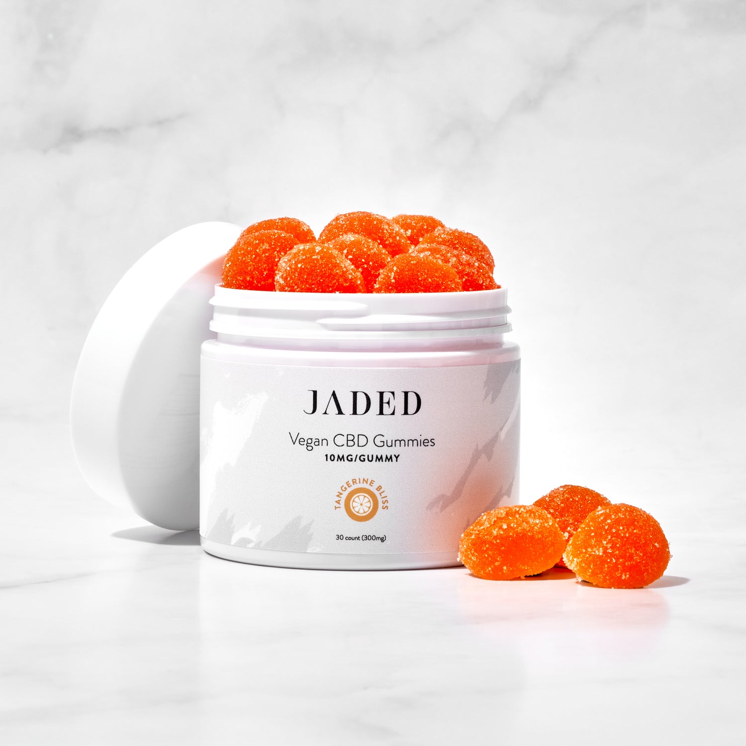 JADED Vegan CBD Gummies Tangerine Bliss 30 count Jar
