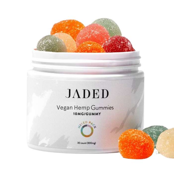 JADED Vegan Hemp Gummies Mixed Pack Open Jar 30 count