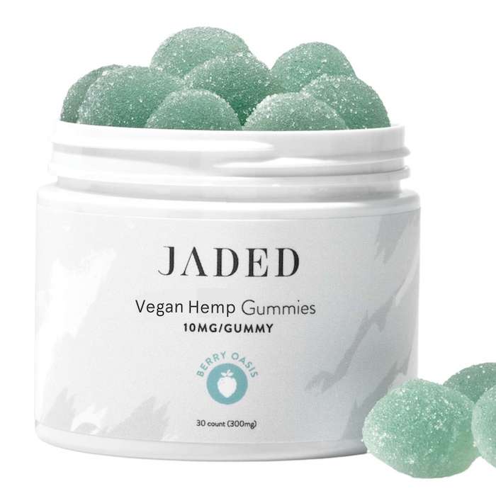 JADED Vegan Hemp Sleep Gummies Very Berry Open Jar 30 count