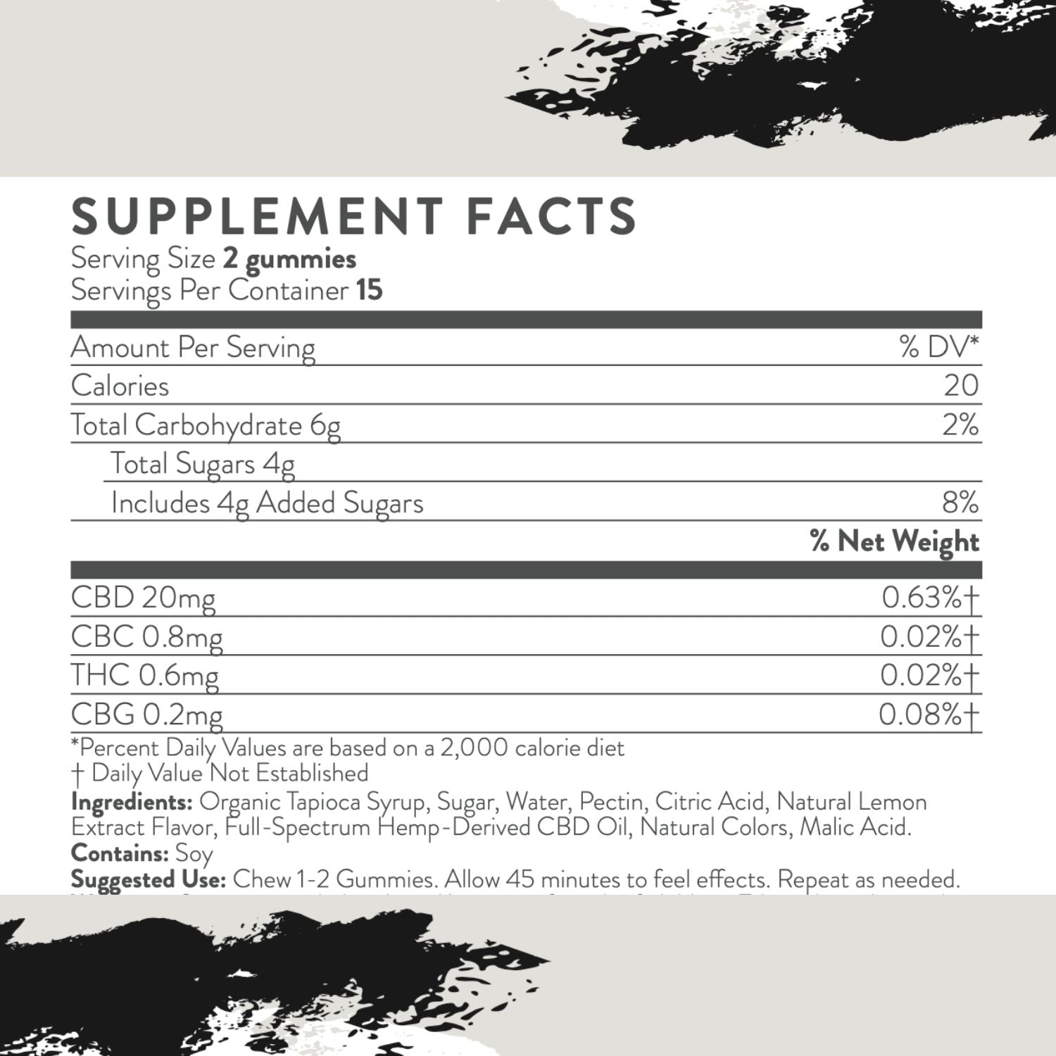 JADED Vegan CBD Gummies Limoncello 30 count Supplement Facts